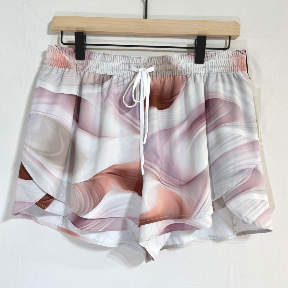 CALIA Womens Step Up Short 3" Inseam Small Dune Print Coral High-Rise Lined NEW